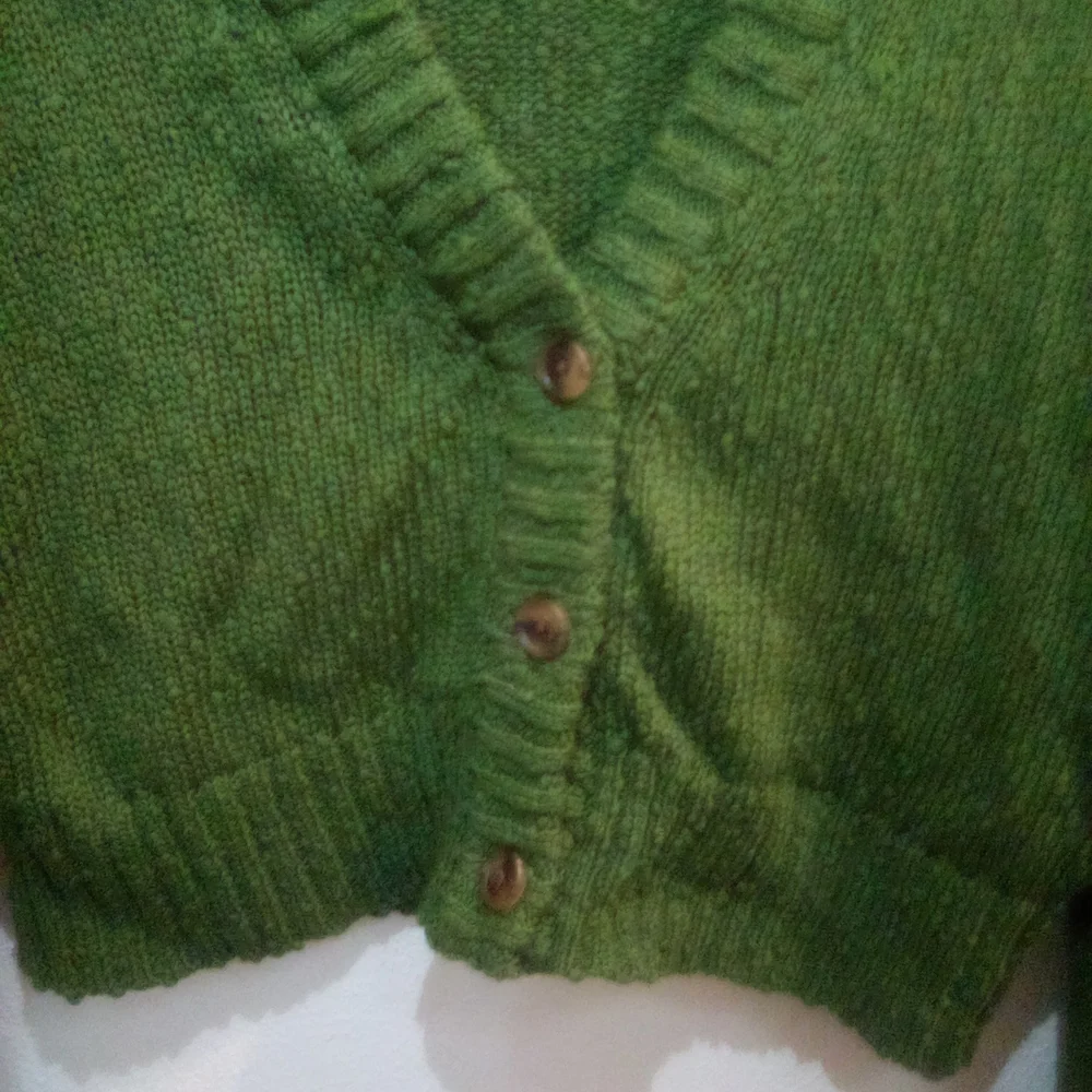 Michael Kors Green Cropped Knit Cardigan 100% Cotton Size XS Fall - Picture 7 of 14